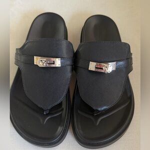 Black Kelly Sandals with Silver Buckles 8.5  No Name 2025